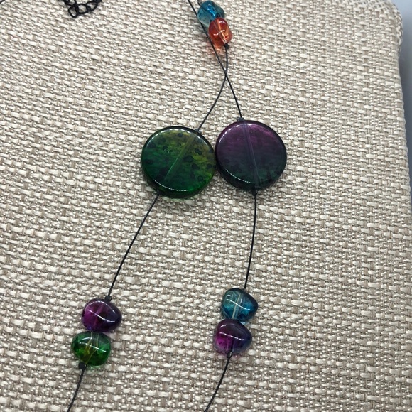 Chico’s 2 Strand Floating Multicolor Bead Necklace - Picture 3 of 6